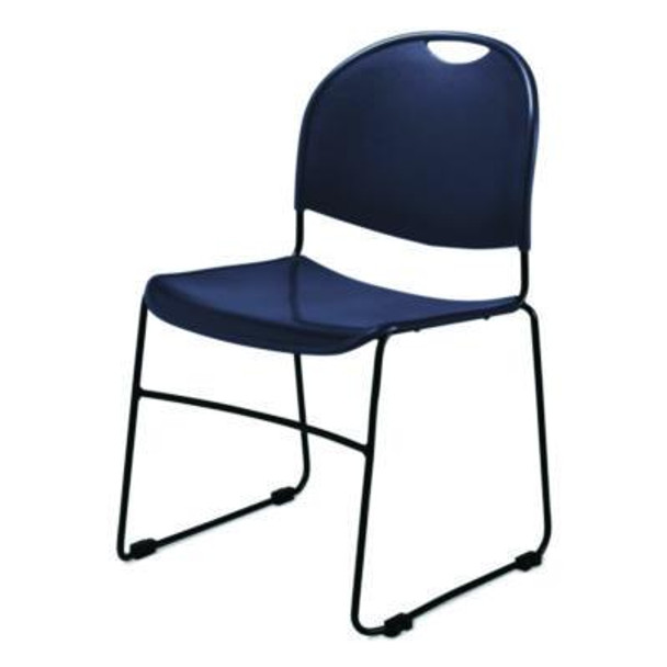 850 Series Multi-Purpose Ultra Compact Stack Chair, Supports 300 Lbs, 17" Seat Height, Navy Seat/Back, Black Base, 4/Pack