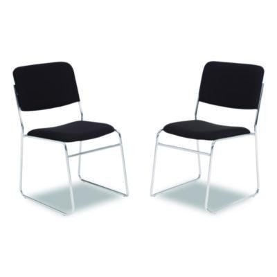 8600 Series Fabric Padded Signature Stack Chair, Supports Up To 500 Lb, 19" Seat Ht, Black Seat/Back, Chrome Base, 2/Pack