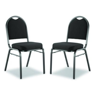 9200 Series Premium Upholstered Stack Chair, Fabric, Supports 500 Lb,19" Seat Height, Ebony Black Seat/Back, Black Base, 2/Pk
