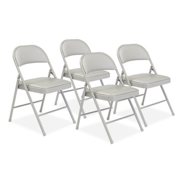 950 Series Vinyl Padded Steel Folding Chair, Supports Up To 250 Lb, 17.75" Seat Height, Gray, 4/Carton