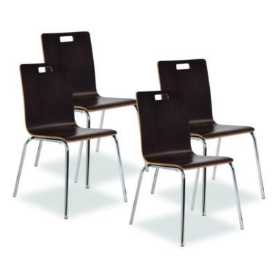 Bushwick Series Bentwood Chair, Supports Up To 500 Lb, 18" Seat Height, Espresso Seat, Espresso Back, Chrome Base, 4/Carton