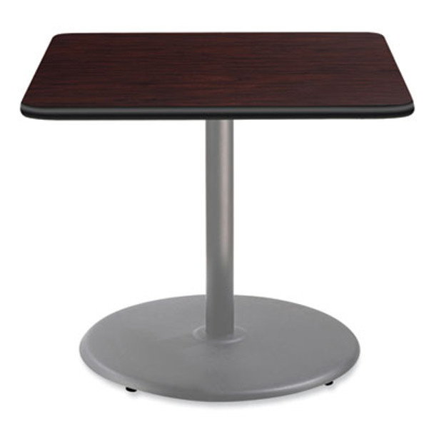 Cafe Table, 36w x 36d x 30h, Square Top/Round Base, Mahogany Top, Gray Base