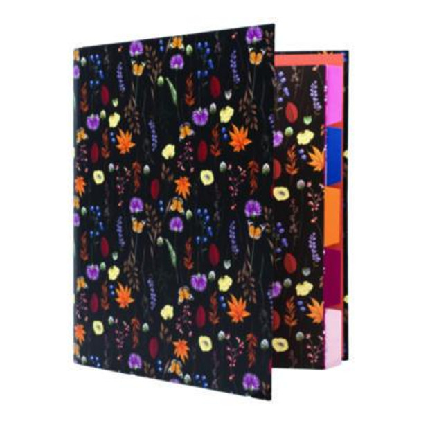 Rollbound Binder, 3 Rings, 1" Capacity, 11 x 8.5, Black/Yellow/Orange/Blue