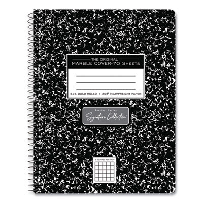 Spring Signature Composition Notebook, Quadrille Rule (5 Sq/In), Black Marble Cover, (70) 9.75 x 7.5 Sheets, 24/Carton