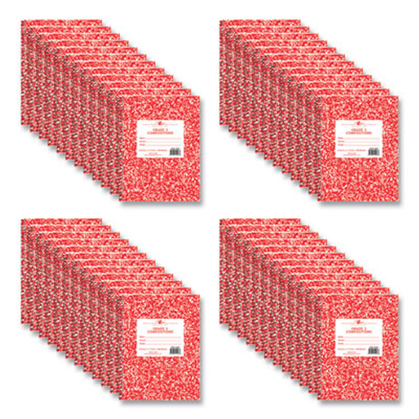 Grade School Wirebound Composition Book, Grade 1 Manuscript Format, Red Marble Cover, (36) 9.75 x 7.5 Sheets, 48/Carton