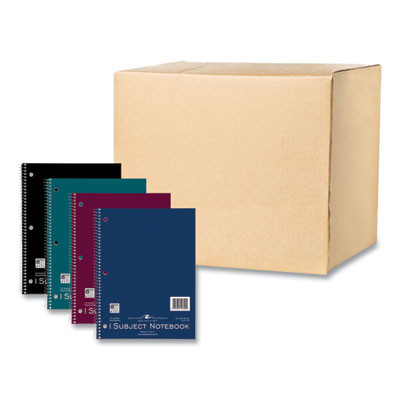 Subject Wirebound Notebook, 1-Subject, Medium/College Rule, Assorted Cover Colors, (70) 10.5 x 8 Sheets, 24/Carton