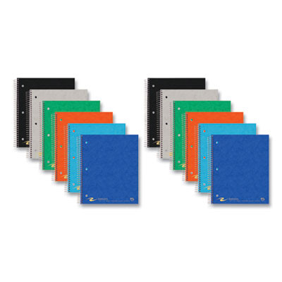 Subject Wirebound Notebook, 5-Subject, Medium/College Rule, Assorted Cover Colors, (200) 11 x 9 Sheets, 12/Carton