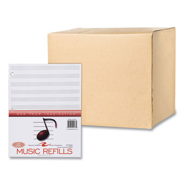 Music Filler Paper, 3-Hole Punched, 8.5 x 11, Music Transcription Format, 20 Sheets/Pack, 24 Packs/Carton