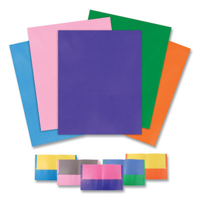 Pocket Folder, Dual Color: Interior/Exterior, Accommodates (50) 11 x 8.5 Sheets, Randomly Assorted Colors, 50/Carton