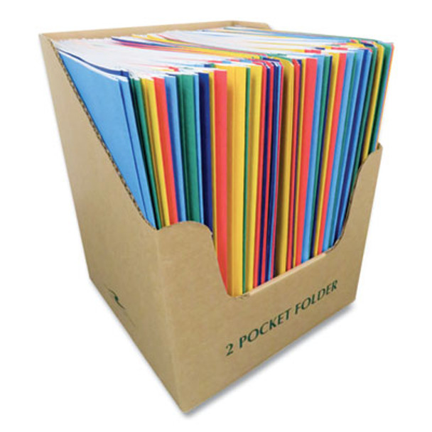 Pocket Folder With 3 Fasteners, 0.5" Capacity, 11 x 8.5, Assorted Colors, 100/Carton