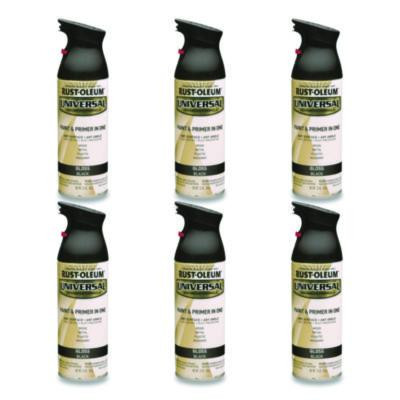 Universal Premium Spray Paint, Gloss Black, 12 Oz Aerosol Can, 6/Carton