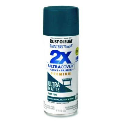 Painter's Touch 2X Ultra Cover Spray Paint, Ultra Matte Teal, 12 Oz Aerosol Can