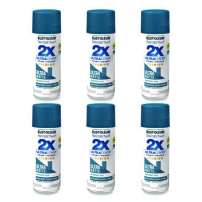 Painter's Touch 2X Ultra Cover Spray Paint, Ultra Matte Blue, 12 Oz Aerosol Can, 6/Carton
