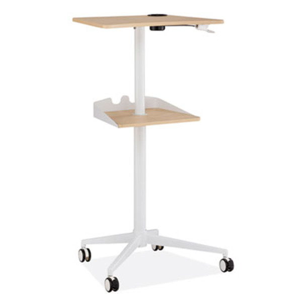 Vum Mobile Workstation, 25.25" x 19.75" x 35.5" To 47.75", Natural/White