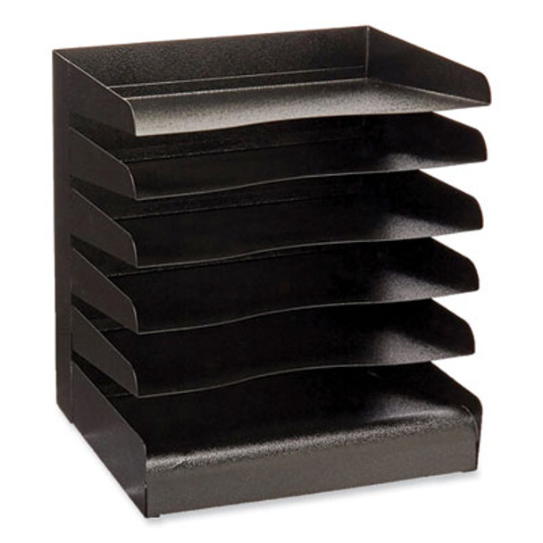 Steel Six-Shelf Desk Tray Sorter, Six Sections, Letter Size Files, 12 x 9.5 x 13.5, Black
