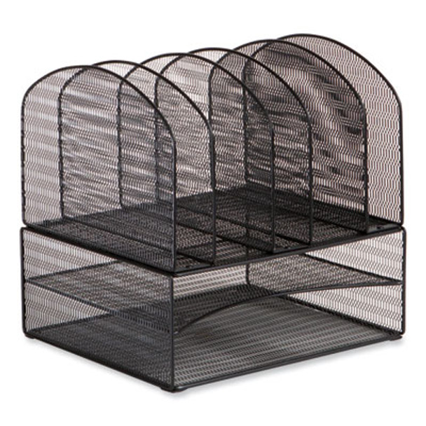 Onyx Mesh Desk Organizer, Two Horizontal And Six Upright Sections, Letter Size Files, 13.25 x 11.32 x 13.32, Black