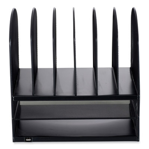 Powered Onyx Desk Organizer With 2 Horizontal And 6 Upright Sections, Letter Size Files, 13.5 x 11.5 x 13, Black
