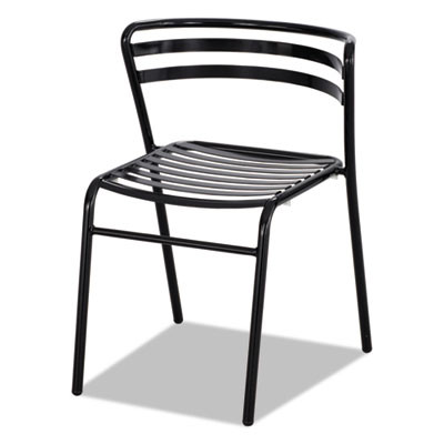 Cogo Steel Outdoor/Indoor Stacking Chair, Supports Up To 250 Lb, 17" Seat Height, Black Seat, Black Back, Black Base,2/Carton