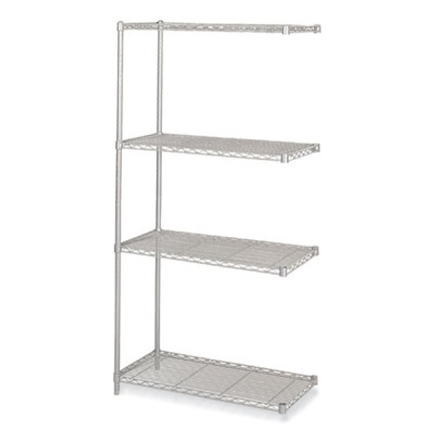 Industrial Add-On Unit, Four-Shelf, 36w x 18d x 72h, Steel, Metallic Gray