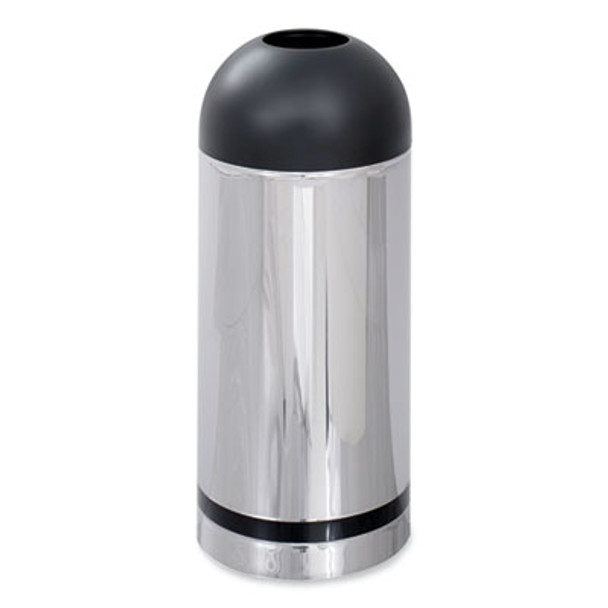 Waste Receptacle, 15 Gal, Steel, Stainless Steel/Black