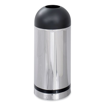 Waste Receptacle, 15 Gal, Steel, Stainless Steel/Black