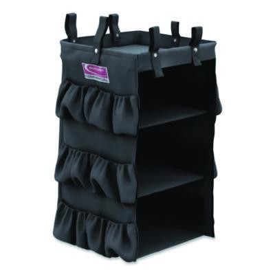 3-Sided Hanging Bag With Shelves For Suncast Commercial Hkc1000/Hkc2000 Housekeeping Carts, 25.4 Gal, 15.7 x 12.4 x 30, Black