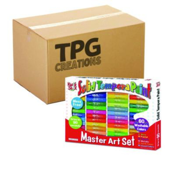 Kwik Stix Tempera Paint Set, Regular Size, 0.7" x 3.5", 60 Assorted Colors, 60/Pack, 3 Packs/Carton