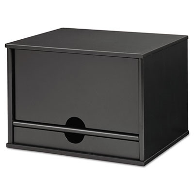Midnight Black Collection Desktop Organizer, 5 Compartments, Mdf, 13.3 x 10.5 x 9.4, Black