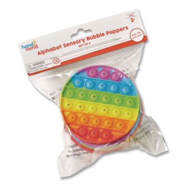 Alphabet Sensory Bubble Poppers, Pre-K To K, 6 Pieces