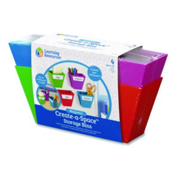 Magnetic Create-a-Space Storage Bins, 2" x 3.75" Assorted Colors, 4 Bins