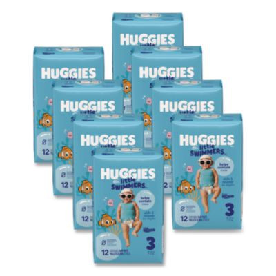 Little Swimmers, Size 3, 16 Lbs To 26 Lbs, 12/Pack, 8 Packs/Carton