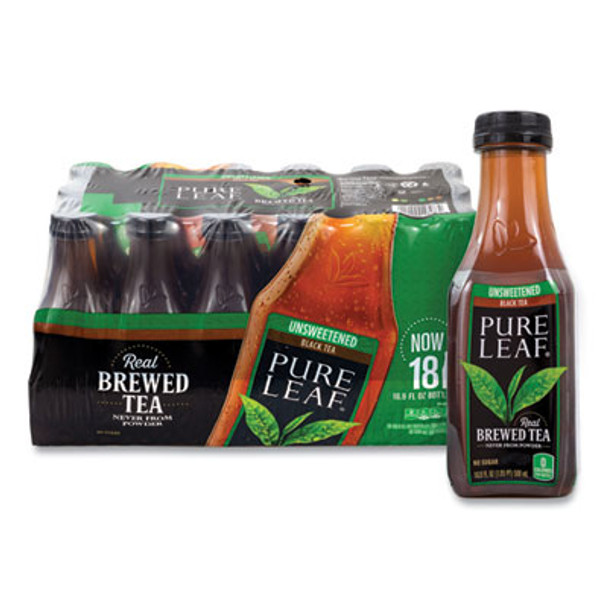 Pure Leaf Unsweetened Iced Black Tea, 16.9 Oz Bottle, 18/Carton