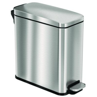 Step Pedal Trash Can, 3 Gal, Plastic/Stainless Steel, Silver