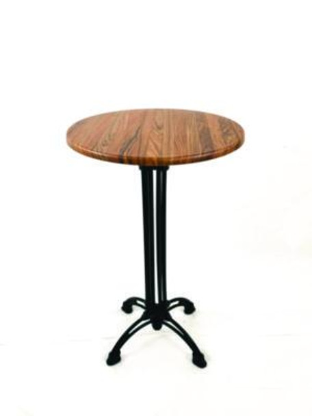 Topalit Tables, Round, 24" Dia x 42"h, Teak Top, Black Aluminum Base/Legs