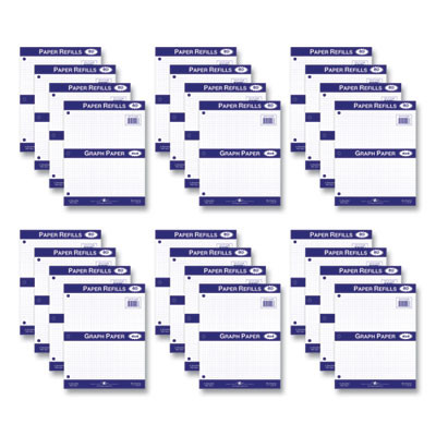 Graph Filler Paper, 3-Hole, 8.5 x 11, Quadrille: 4 Sq/In, 80 Sheets/Pack, 24 Packs/Carton