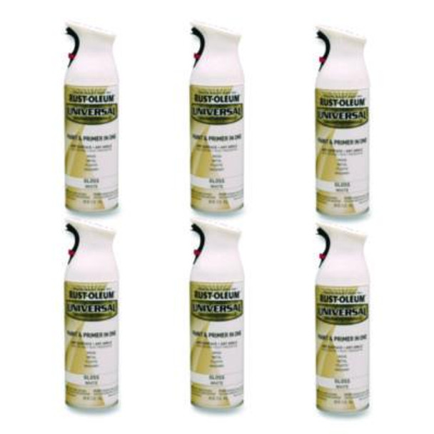 Universal Premium Spray Paint, Gloss White, 12 Oz Aerosol Can, 6/Carton