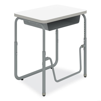 Alphabetter 2.0 Height-Adjustable Student Desk With Pendulum Bar And Book Box, 27.75 x 19.75 x 22 To 30, Dry Erase