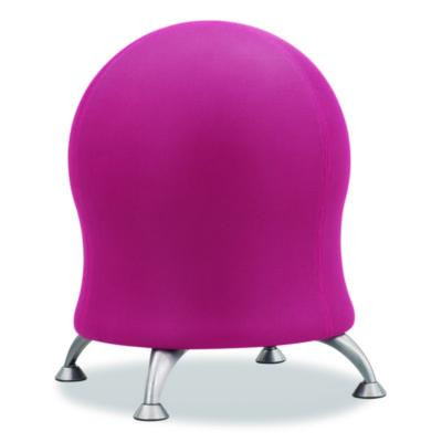 Zenergy Ball Chair, Backless, Supports Up To 250 Lb, Pink Fabric Seat, Silver Base