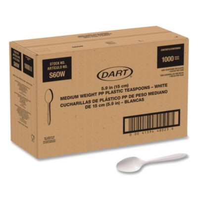 Style Setter Medium Weight Polypropylene Cutlery, Teaspoon, Plastic, White, 1,000/Carton