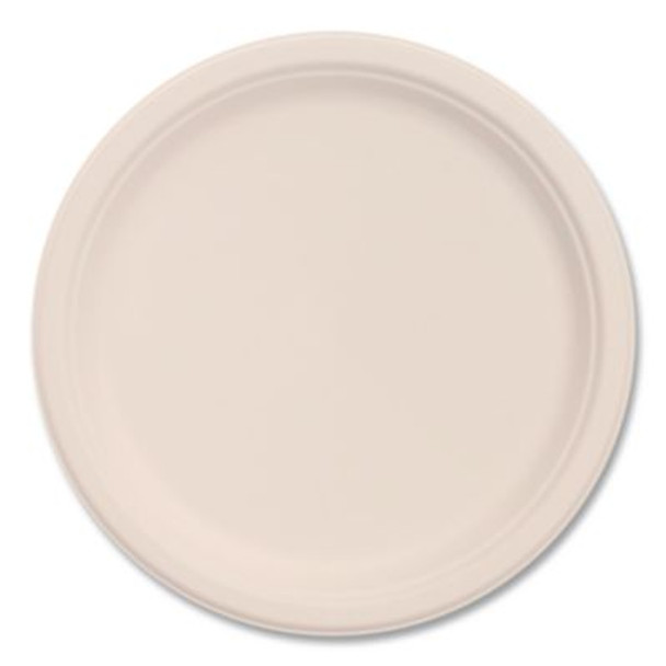 Compostable Molded Fiber Dinnerware, Proplanet Seal, Plate, 10.2" Dia, Natural, 500/Carton