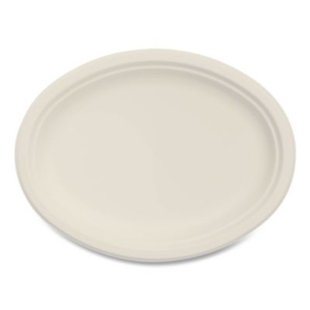 Compostable Molded Fiber Dinnerware, Proplanet Seal, Platter, 10" Diameter, Natural, 500/Carton