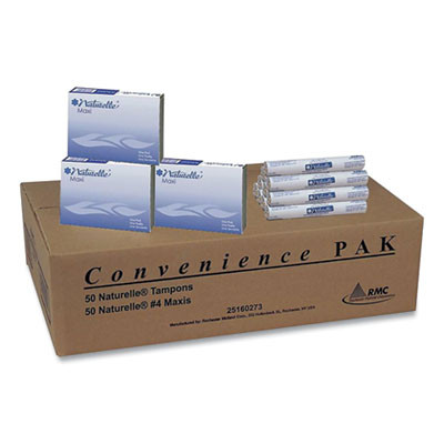 Naturelle Maxi Pad And Tampon Convenience Pack, For Vending, 50 #4 Maxi Pads, 50 Regular Tampons, Wrapped, 100/Carton