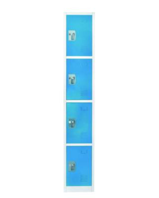 Steel Storage Locker, 4 Compartment, 12 x 12 x 72, Blue