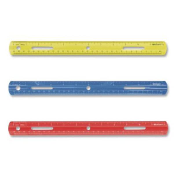 Plastic Ruler, Standard/Metric, 12" Long, Randomly Assorted Colors