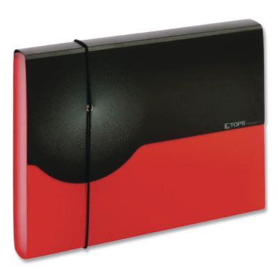 Seven-Pocket Poly Expanding File, 1" Expansion, 7 Sections, Elastic Cord Closure, 1/6-Cut Tabs, Letter Size, Red