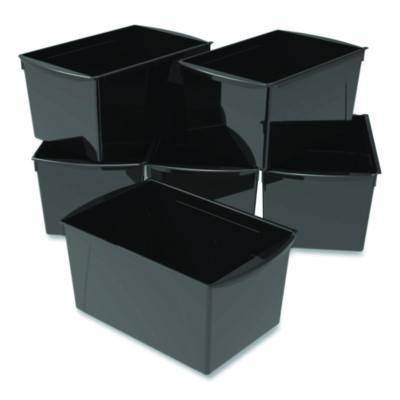 Wide Book Bin, 3.82 Gal, 9.2" x 14.5" x 7", Black, 6/Pack