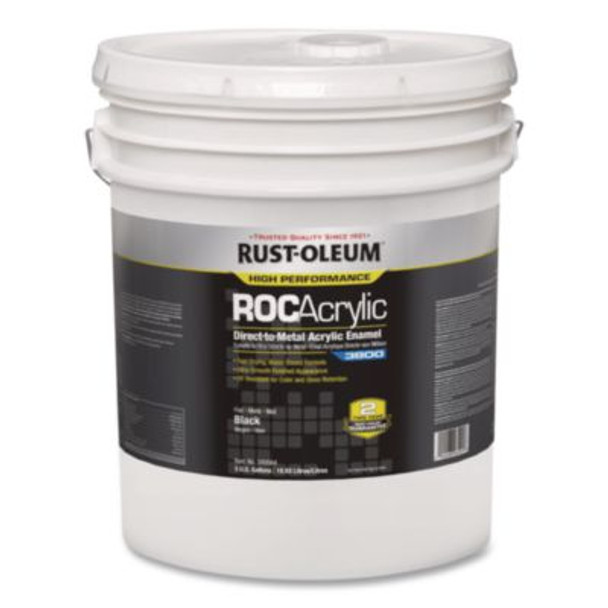 High Performance Roc Acrylic Direct To Metal Paint, Flat Black, 5 Gal Bucket/Pail