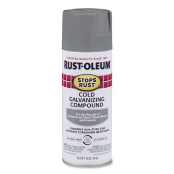 Stops Rust Cold Galvanizing Spray, Flat Gray, 16 Oz Aerosol Can, 6/Carton