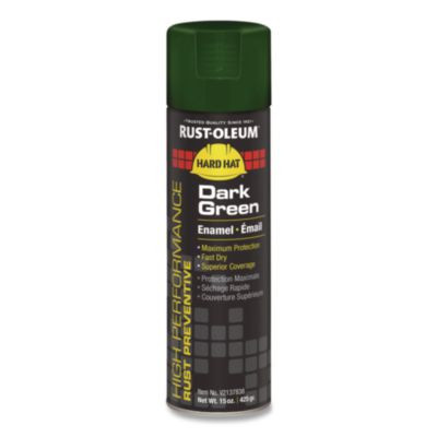 Hard Hat High Performance V2100 System Rust Preventive Enamel Spray Paint, Gloss Dark Green, Aerosol Can, 6/Carton