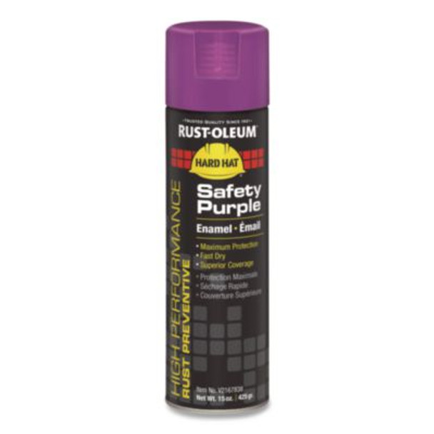 Hard Hat High Performance V2100 System Rust Preventive Enamel Spray Paint, Gloss Safety Purple, 15 Oz Aerosol Can, 6/Carton